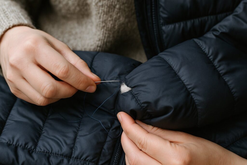 Comment réparer une doudoune déchirée sans patch ?