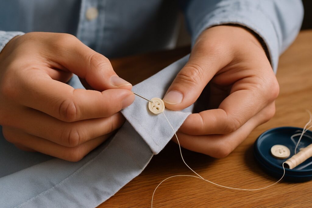 Comment recoudre un bouton de chemise correctement ?
